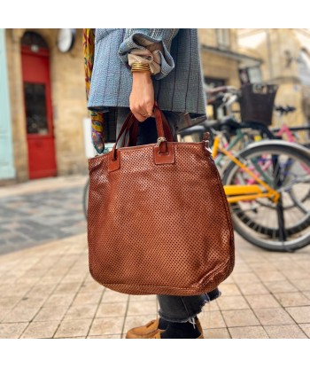 Sac RE EDITION en Cuir Perforé Caramel Les magasins à Paris et en Île-de-France