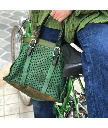 Sac AMALFI en Cuir Perforé Vert votre restaurant rapide dans 