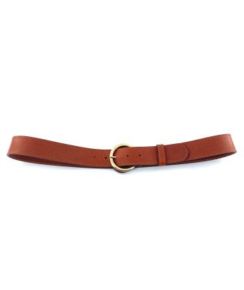 Ceinture en Cuir Camel Boucle Ronde Dorée de la marque