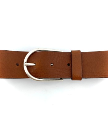 Ceinture Boucle Arrondie en Cuir Cognac de France