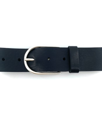 Ceinture Boucle Arrondie en Cuir Noir le des métaux précieux