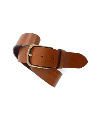 Ceinture en Cuir Cognac Boucle Finition Vieil Or outlet