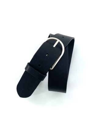 Ceinture Boucle Arrondie en Cuir Noir le des métaux précieux