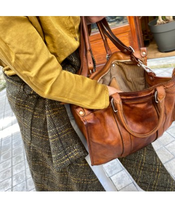 Sac Buckle en Cuir Golden Brown livraison gratuite