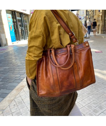 Sac Buckle en Cuir Golden Brown livraison gratuite