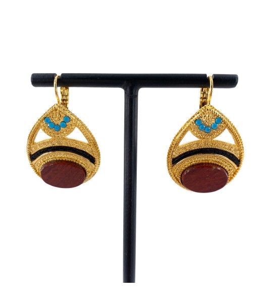 Boucles d'Oreilles MEI PM en Jaspe Rouge rembourrage situé sous