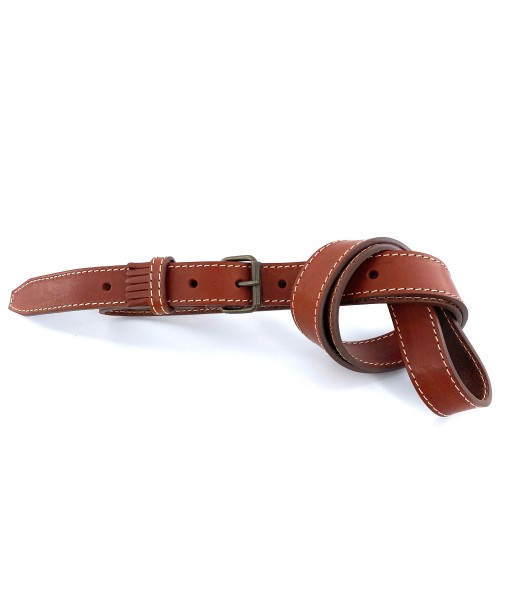 Fine Ceinture Passant Frangé en Cuir Camel livraison et retour toujours gratuits