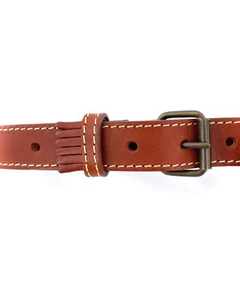 Fine Ceinture Passant Frangé en Cuir Camel livraison et retour toujours gratuits