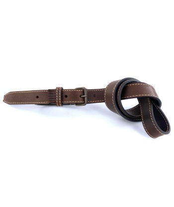 Fine Ceinture Passant Frangé en Cuir Marron Vieilli store