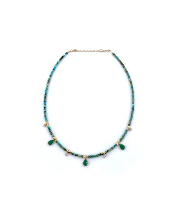 Ras de Cou BAHIA en Turquoise Africaine et Agate Verte en stock