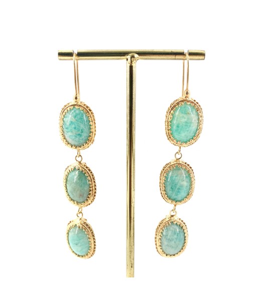 Longues Boucles d'Oreilles en Amazonite Fin de série