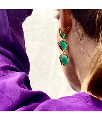 Boucles d'Oreilles Pendantes en Onyx Vert Les magasins à Paris et en Île-de-France