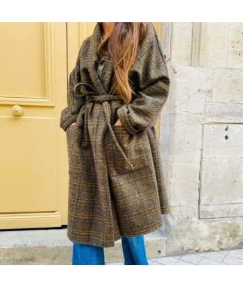 Manteau PAUL en Tweed Kaki et Noir en ligne