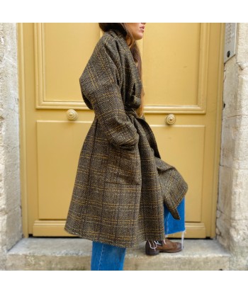 Manteau PAUL en Tweed Kaki et Noir en ligne