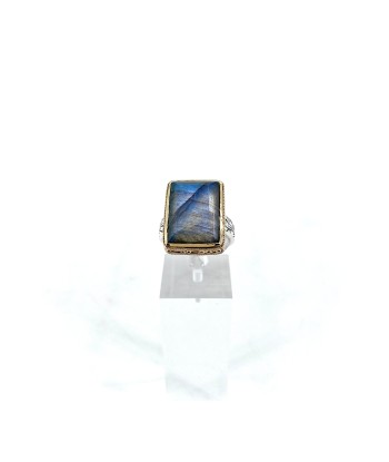 Bague Rectangulaire Argent Laiton en Labradorite paiement sécurisé