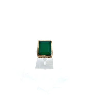 Bague Rectangulaire Argent Laiton en Onyx Vert en ligne des produits 