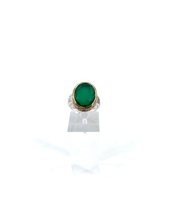 Bague Ovale Argent Laiton en Onyx Vert 2023