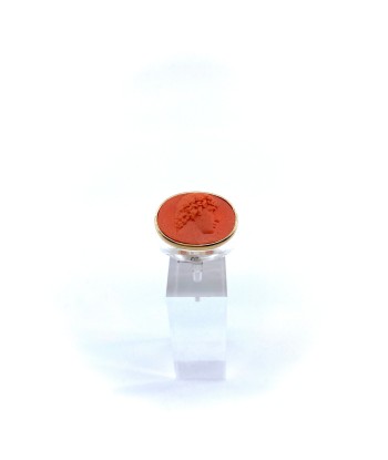 Large Bague en Plexiglas et Résine Orange Motif Statue Grecque Amélioration de cerveau avec