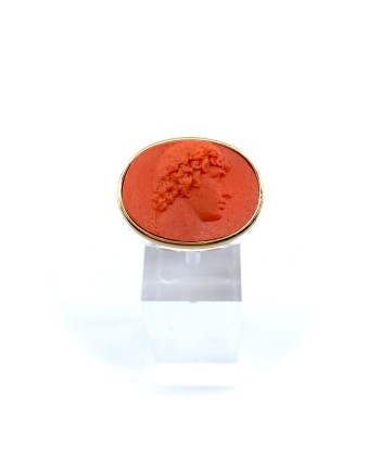 Large Bague en Plexiglas et Résine Orange Motif Statue Grecque Amélioration de cerveau avec