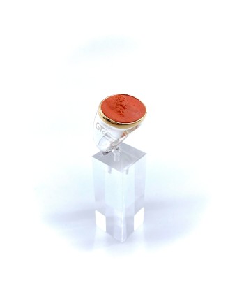 Large Bague en Plexiglas et Résine Orange Motif Statue Grecque Amélioration de cerveau avec