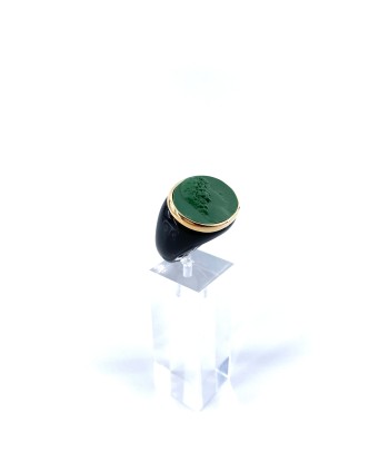 Large Bague en Plexiglas Noir et Résine Verte Motif Statue Grecque de votre