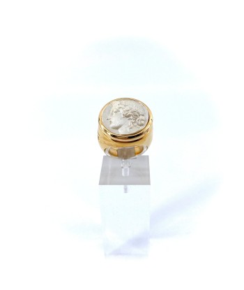 Bague Ronde en Plaqué Or et Résine Champagne Motif Statue Grecque livraison gratuite