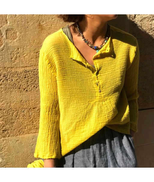 Blouse JOSÉPHINE en Gaze de Coton Jaune votre