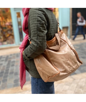 Sac IN CITTA en Cuir Lavé Beige et Camel de technologie