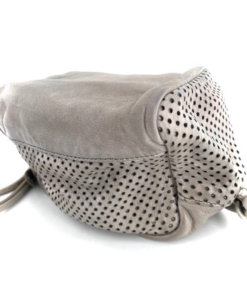 Sac CUBE en Cuir Perforé Gris Perle 2024