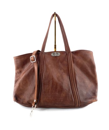 Sac ENERGY en Cuir Lavé Camel pas chere