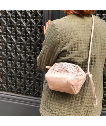 Sac CUBE en Cuir Perforé Gris Perle 2024