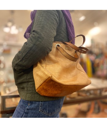 Sac EVELYNE en Paille Enduite et Cuir Lavé Camel shop