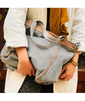 Sac IN CITTA en Cuir Perforé Blanc Gris JUSQU'A -70%! 