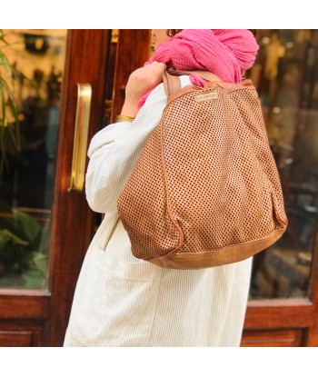 Sac IN CITTA en Cuir Perforé Camel chez Cornerstreet bien 