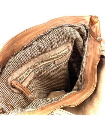 Sac IN CITTA en Cuir Lavé Beige et Camel de technologie