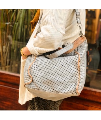 Sac IN CITTA en Cuir Perforé Blanc Gris JUSQU'A -70%! 