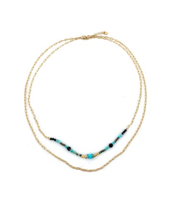 Collier FIDJI en Plaqué Or et Turquoises des créatures d'habitude