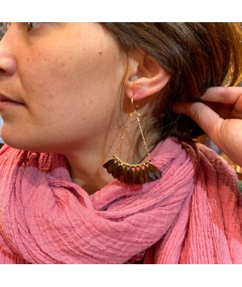 Boucles d'Oreilles EAGLE en Plume et Plaqué Or Vous souhaitez 