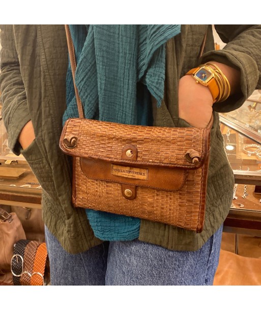 Sac WALLET en Cuir Lavé Marron Pour