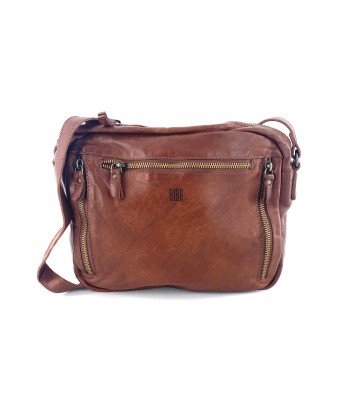 Petit Sac Bandoulière en Cuir Lavé Camel Véritable concentré