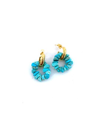 Boucles d'Oreilles YVETTE en Plaqué Or et Turquoise 50-70% off 