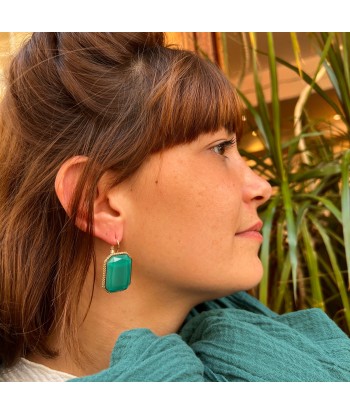 Boucles d'Oreilles LOUISE MM en Pâte de Verre Turquoise de votre