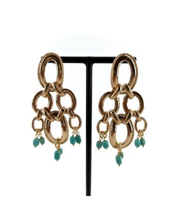 Boucles d'Oreilles DIANE XL en Plaqué Or et Turquoises prix pour 