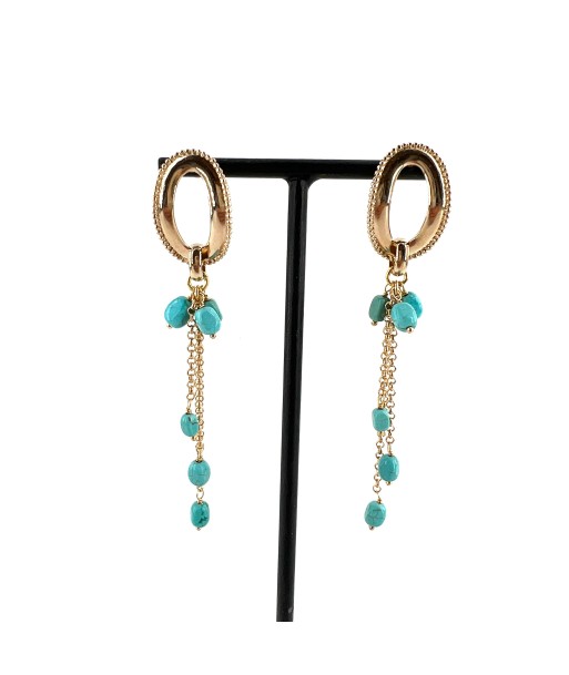 Boucles d'Oreilles DIANE en Plaqué Or et Turquoises Comparez plus de prix