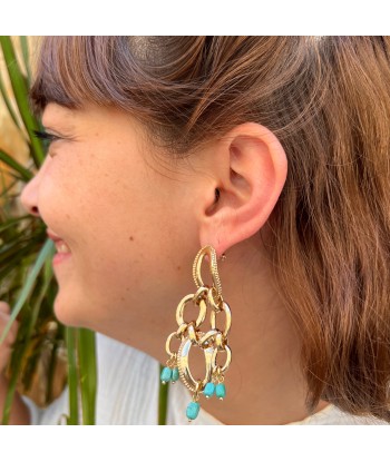 Boucles d'Oreilles DIANE XL en Plaqué Or et Turquoises prix pour 