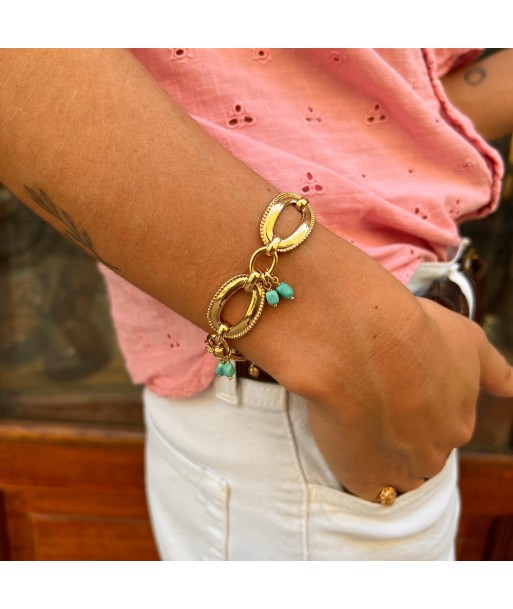 Bracelet DIANE en Plaqué Or et Turquoises de France