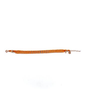 Bracelet Tissé en Fil de Satin Orange et Chaine en Plaqué Or vente chaude votre 