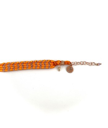 Bracelet Tissé en Fil de Satin Orange et Chaine en Plaqué Or vente chaude votre 