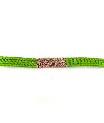 Bracelet Gourmette Tissé en Fil de Satin Vert et Chaine en Plaqué Or basket pas cher