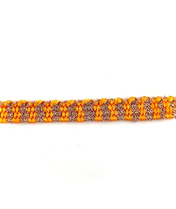 Bracelet Tissé en Fil de Satin Orange et Chaine en Plaqué Or vente chaude votre 